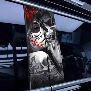 Set of 2 Fun And Stylish Skeleton Couple Car Stickers - Yizhu Protective Stickers, Suitable for Cars, Walls, And Windows.