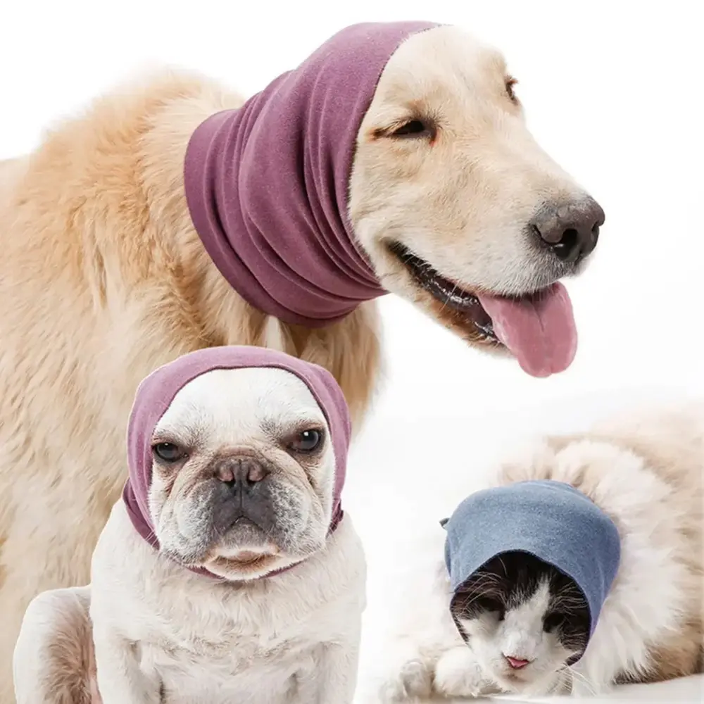Animal Ear Covers for Dogs & Cats - Solid Polyester Cotton Snood for Calming Anxiety, Noise-Proof Grooming & Drying Aid, Anxiety Relief, Bathing