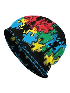 Hat Colorful Puzzle Pieces Autism Awareness Outdoor Caps For Men Women Skullies Beanies Ski Caps Soft Bonnet Hats