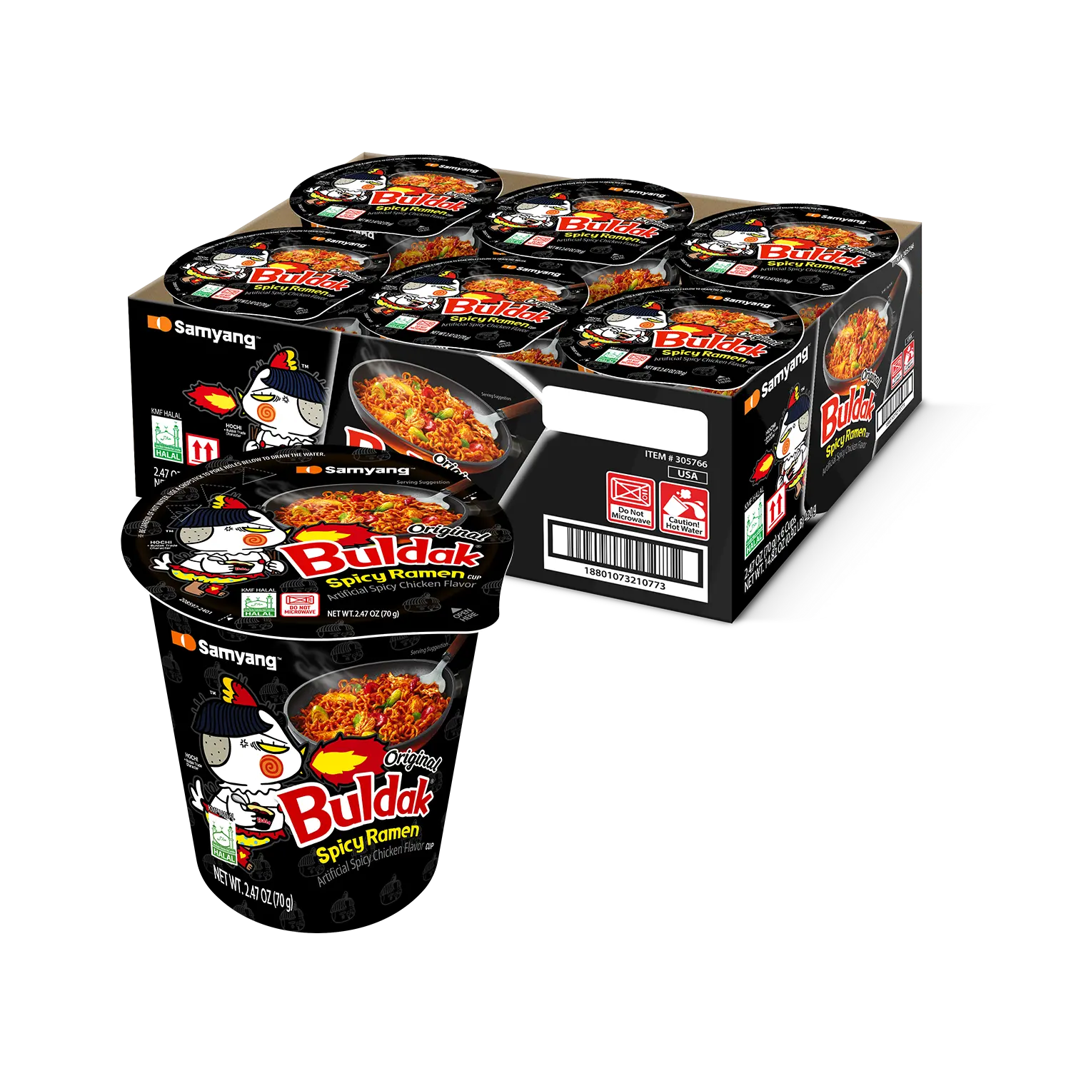 Buldak Pack of 6 Spicy Hot Chicken Stir-Fried Cup Noodles Buldak Pack of 6 Spicy Hot Chicken Stir-Fried Cup Noodles