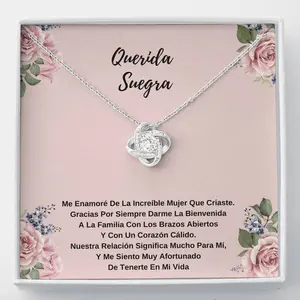 Regalo Para La Suegra Necklace with Message Card, Pink Box, and Heart Charm for Mother's Day Gift