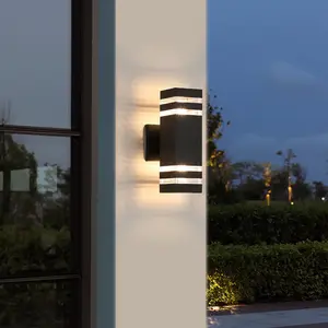 Modern Outdoor Wall Light, Square LED Up-Down Lamp, Ip44 Waterproof, E27 Base, Ideal for House Porch Garage, Single Pack