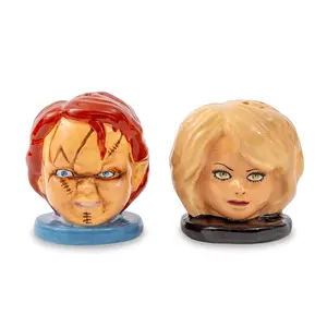 Child's Play Chucky and Tiffany Ceramic Salt and Pepper Shaker Set Child's Play Chucky and Tiffany Ceramic Salt and Pepper Shaker Set