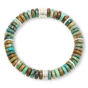 Mine Finds by Jay King Men's Silver & Multicolor Turquoise Bead Stretch Bracelet