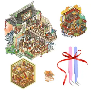 3PCS TikTok Famous 3D Miniature Stickers for Advanced DIY Healing Decals Cute Fairy Tale & Cozy House Styles Paper Material Easy Decorative Therapy for Journals Scrapbooks Students Back-to-School Gifts 3pcs Set