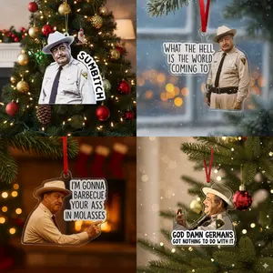 Sheriff Buford T. Justice 'SUMBITCH' Ornaments, Smokeyy And The Bandiit, Retro Movie, Funny Ornaments, Tree Decor, Christmas Ornament, Christmas Gift.