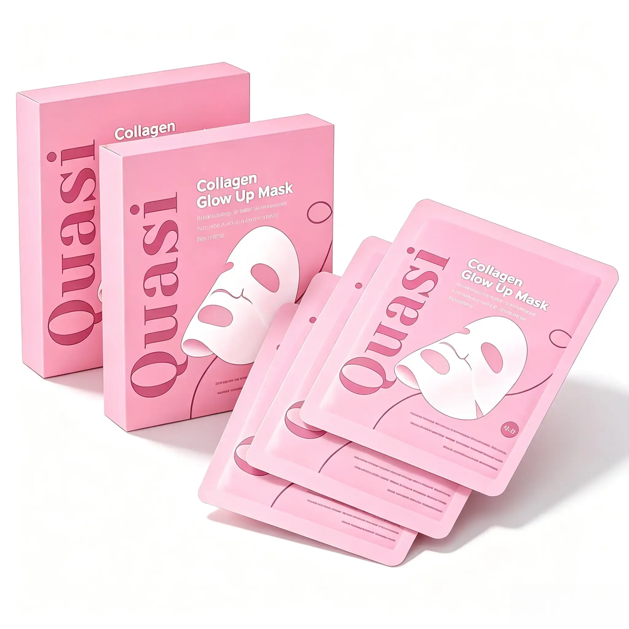Quasi Collagen Glow Up Mask 2.0, Quasi Bio Collagen Face Mask, Firm Skin Deep Hydrating Masks for Wrinkle Reduction and Pore Minimization - Glow like Glass Skin