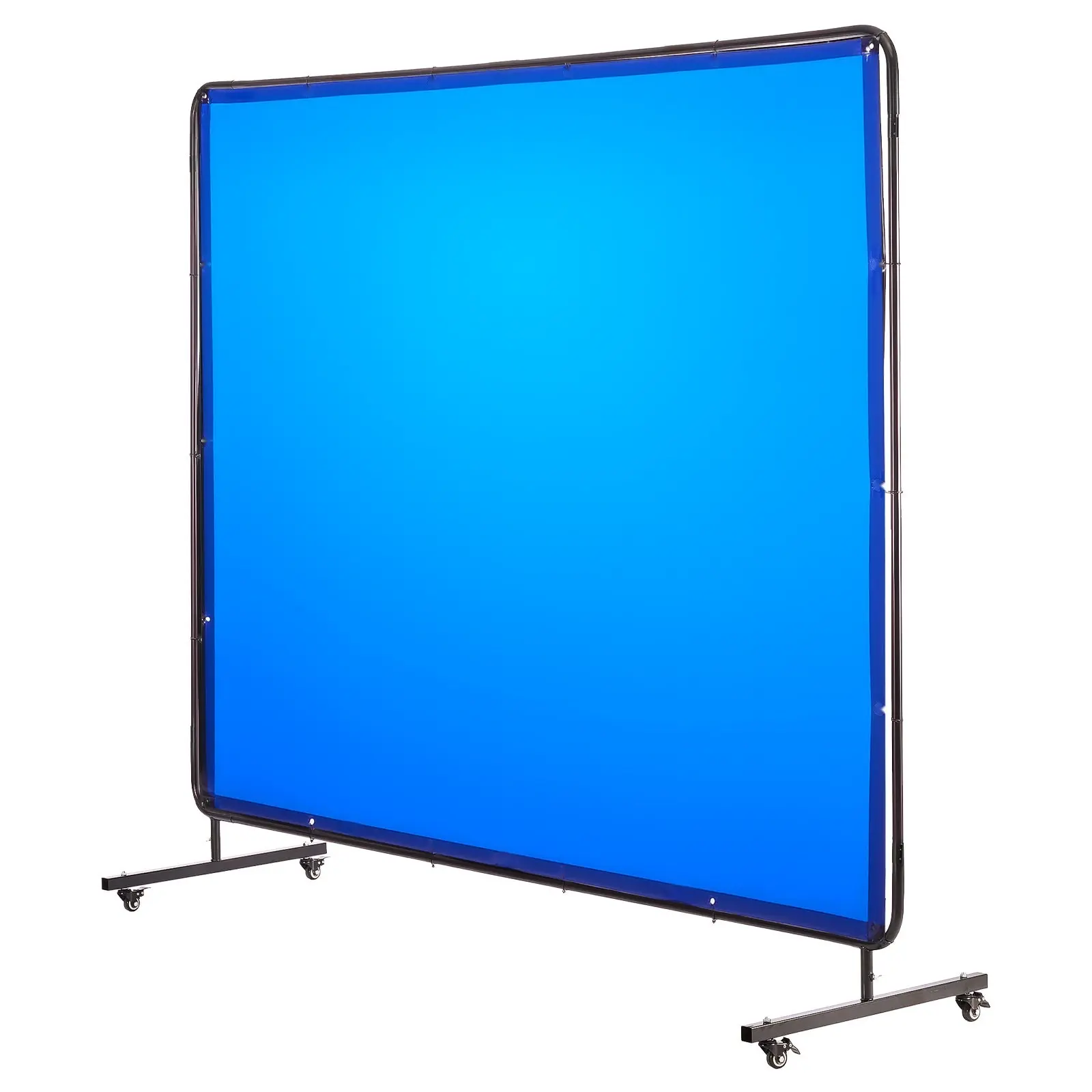 Welding Screen with Frame - 6 x 8 Ft Welding Curtain Screen, Flame-Resistant Vinyl Safety Barrier, Portable with Lockable Swivel Wheels, 6-Level UV Protection, Durable Blue Shield for Workshop and Industrial Use