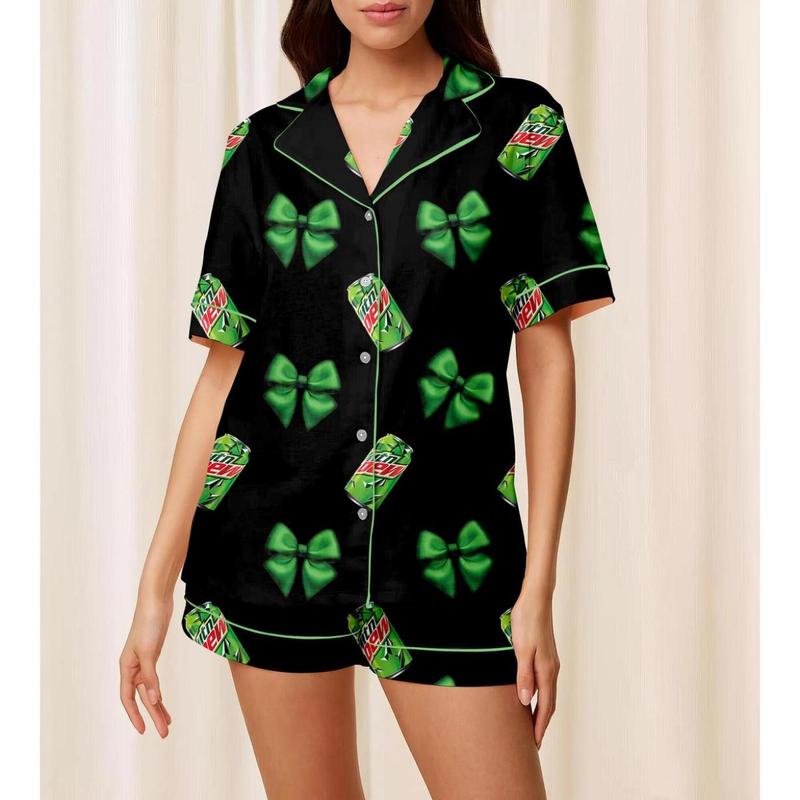 Mountain Dew Pajamas Set For Women, Baja Blast Pajamas, Drinker Pajamas For Party, Matching Pajamas Set, Soda Lover Sleepwear