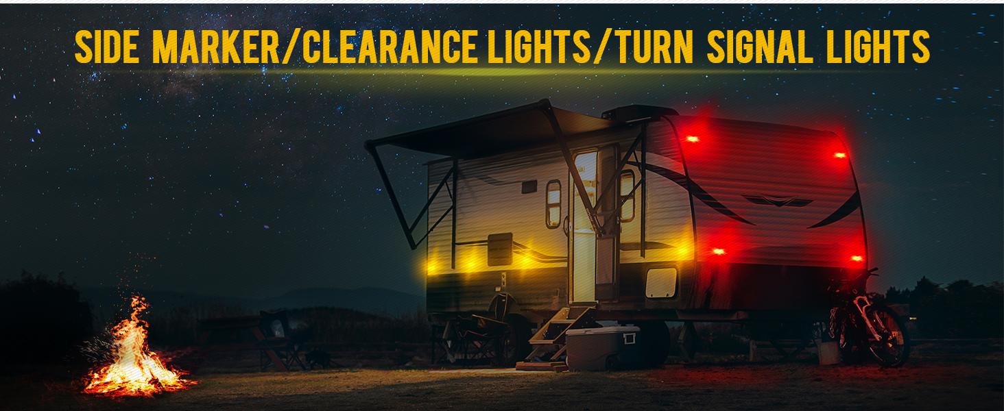 Partsam Trailer RV Marker LED Light Double Bullseye 10 Diodes Clearance Light