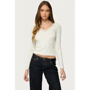 Morah Lacey Polka Dot Top