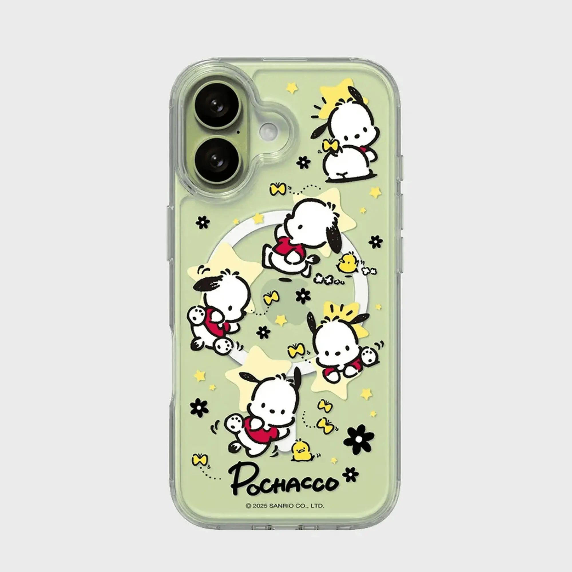 Cute Pochacco Partern Design Cartoon MagSafe Clear Phone Case, Kawaii Transparent Shockproof for iPhone 11-17 Pro Max, Soft Girl Pink Puppy Case, Slim Shockproof Protective Case, Gift for her