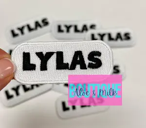 LYLAS black on white Trucker Hat patch, Cute hat patch, Boutique, Adorable, iron on patch