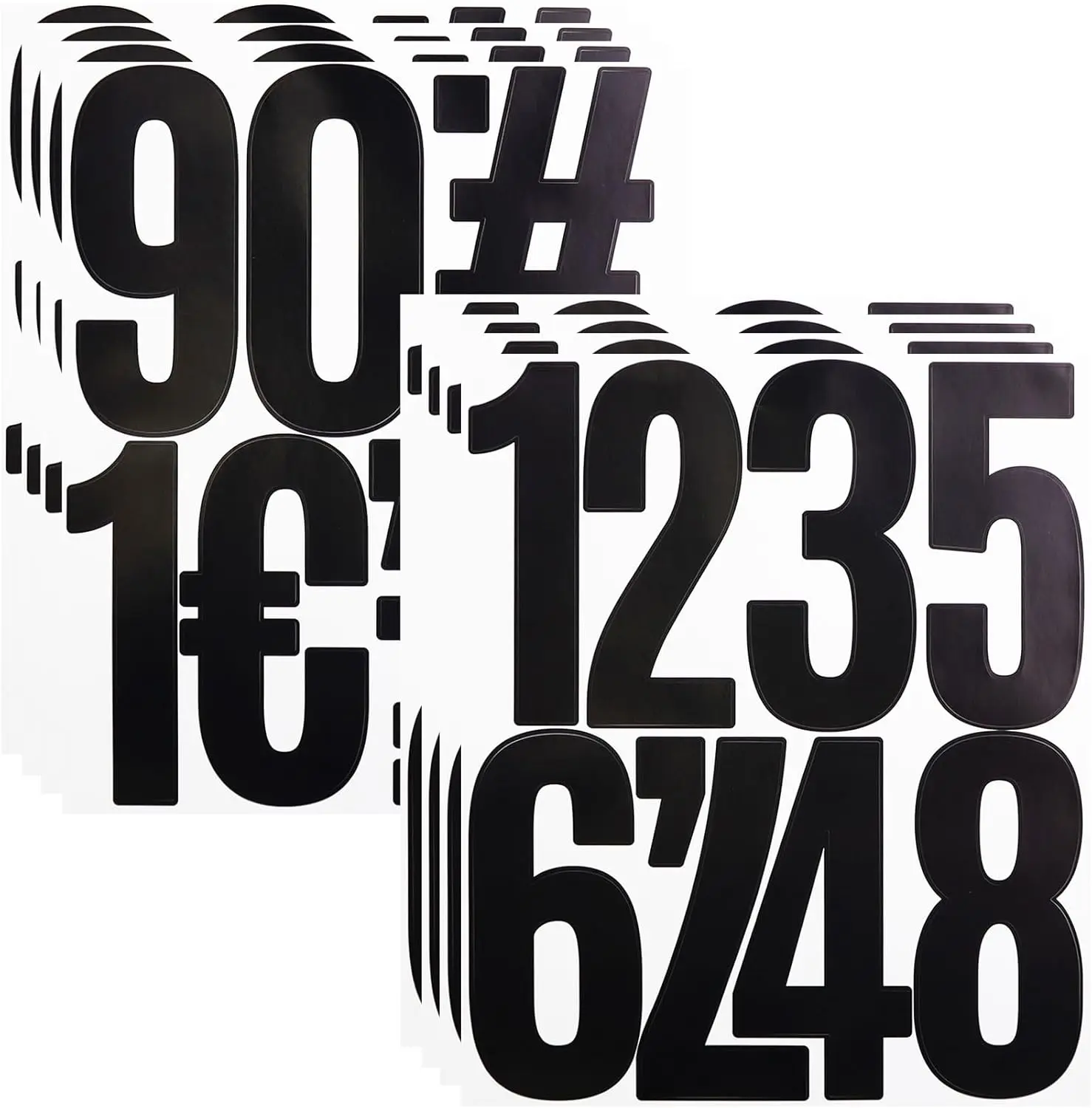 5 Inch Vinyl Number Stickers,88 Pieces Self-Adhesive Large Numbers 0-9 and Punctuation Sticker for Mailbox,House Nummber,Inventory Classification and Marks,8 Sheets Black