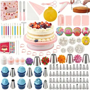 Frosting Piping Kit Multi Purpose Frosting Craft Collection, Mixed Disposable Silicone Piping Bags, Corrosion Resistant Metal Tips For Birthday Party Cake Decoration Projects