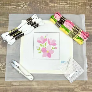 Pink Flowers Needlepoint Kit
