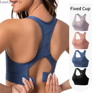 LuneLingerie Women's Seamless High-Support Wirefree Padded Sports Bra - Hooks-Free, Sculpting, Compressive, Activewear with Fixed Pads, Push-Up Shock-Absorbing Workout Top for Running, Fitness, Hooks-Free Sports Bras, Sculpting Sports Bras