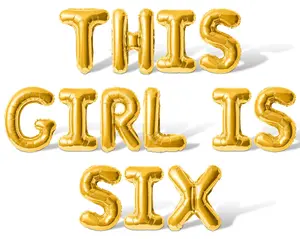 Letter Balloons - THIS GIRL IS SIX 16" Inch Alphabet Letters Foil Mylar Balloon 6th Birthday Party Banner