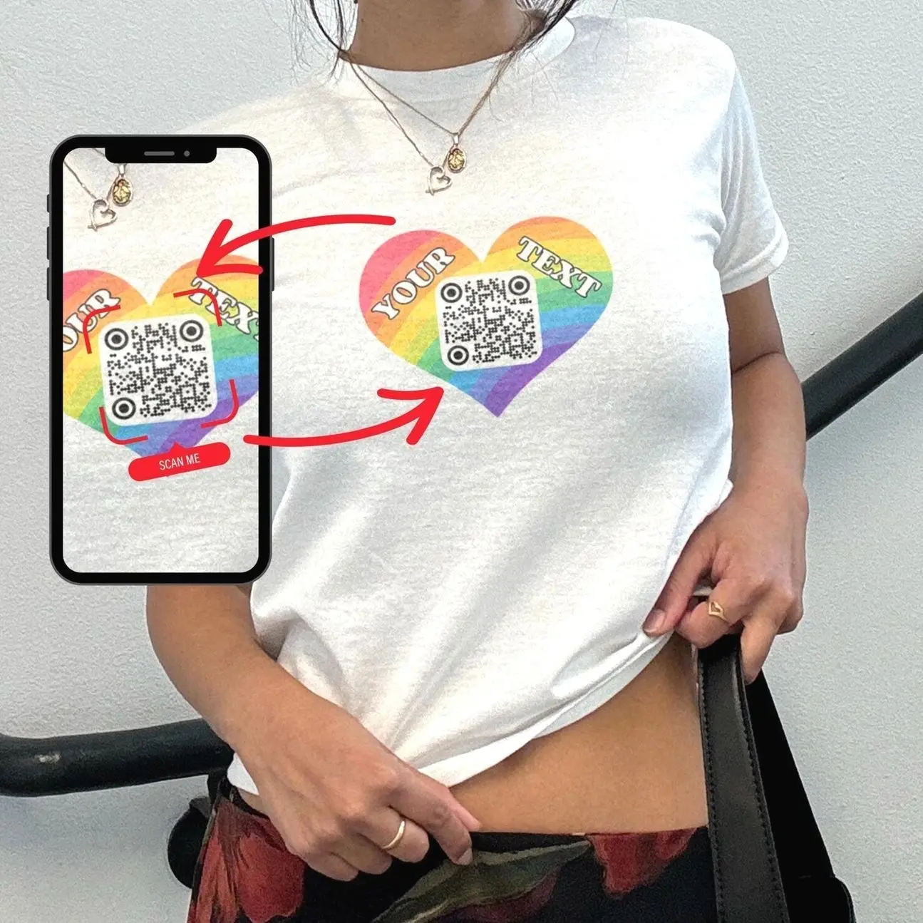 Personalizable QR Code Baby Tee: LGBT Pride Party Shirt