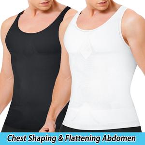 CATTIBOR 1/2/3/4 Pack Mens Compression Vest Body Shaper Men Plain Round Neck Sleeveless Tank Top Men Workout Training Basketball Vest Shapewear Menswear & Underwear,Boy Vests