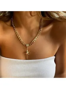 Hip-hop punk style star-shaped pendant necklace made of stainless steel, featuring unique stars. A niche trend piece that can be easily paired with various outfits.