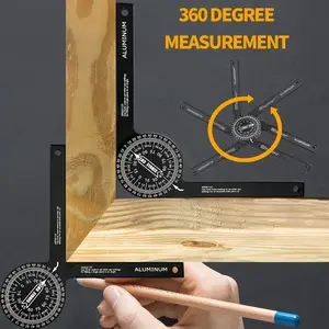 360 Degrees Precision Aluminum Alloy Angle Finder, Horizontal Gauge for Miter Saw & Trimming Applications W/ Easy-to-Read Scales Measuring Ruler Tool