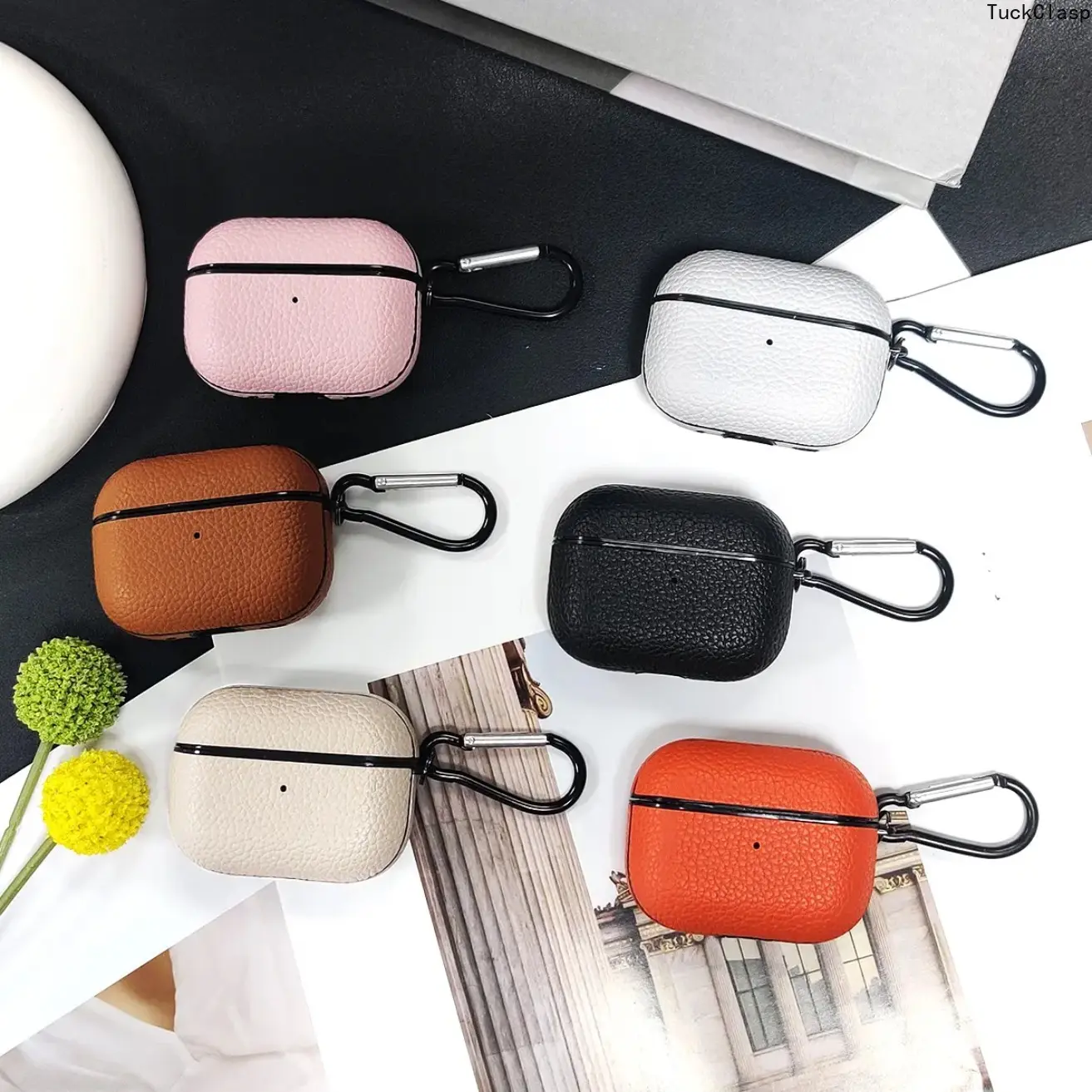 Leather Earphone Case for AirPods Pro/Pro2/1/2/3/4 – Hook Included, Classic Design, Great Gift for Summer or Any Occasion, Protective Leather Accessory