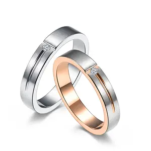 Titanium Steel T-Shape Ring Matte Diamond Accent Band Minimalist Unisex Couple Rings for Singles Partners