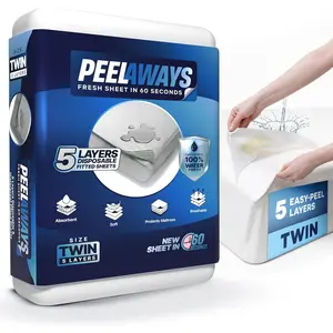 Waterproof Mattress Protector 5-Layer Disposable Fitted Bed Sheets for Kids Bedwetting Potty Training Incontinence Soft Breathable Leak-Proof Twin Size 75"x39"x6"