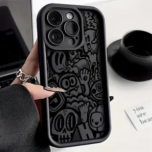 Super Cool Black Graffiti Phone cases Case Compatible with iPhone 17 Pro Max 16 16e 15 14 Plus 13 12 Mini 11 Air XR X XS Pattern TPU Lens Protection Durable Soft Cover Gift