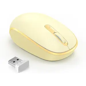 X-MUP05  Wireless Mouse, 2.4G Quiet Computer Mouse with USB Receiver, 4 Buttons Portable Cordless Mice for Chromebook, Laptop, PC, Mac, 800/1200/1600 DPI - Yellow