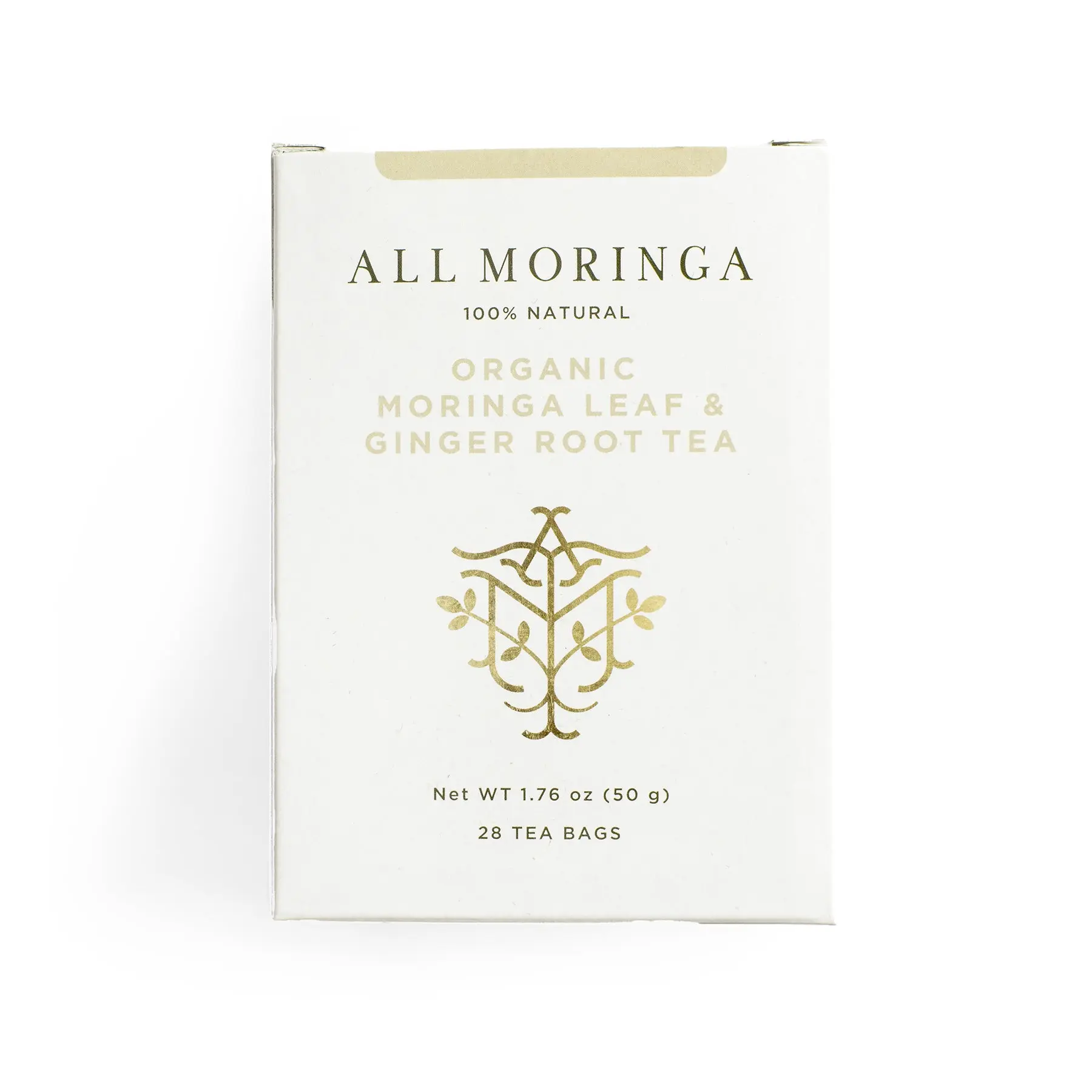 Organic Moringa Leaf and Ginger Root Herbal Tea - 28 Tea Bags, USDA Certified All natural Beverage