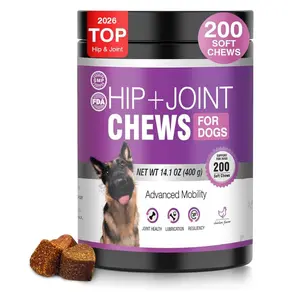 Hip & Joint Mobility Bites(200pcs) for Dogs Natural Joint Health Supplements with OptiMSM Glucosamine & Chondroitin Sulfate 90 Soft Chews Dog Joint Pain Relief Mobility Supplements Chicken Flavor Fit All Large Small Medium Breed