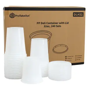 ProTakeOut, [32 oz] Heavy-Duty PP Deli Containers with Lids – 240 Sets (24/20) | Microwave & Freezer Safe | Durable, Leak-Resistant & Reusable | Ideal for Food Storage, Meal Prep, Restaurants & Catering