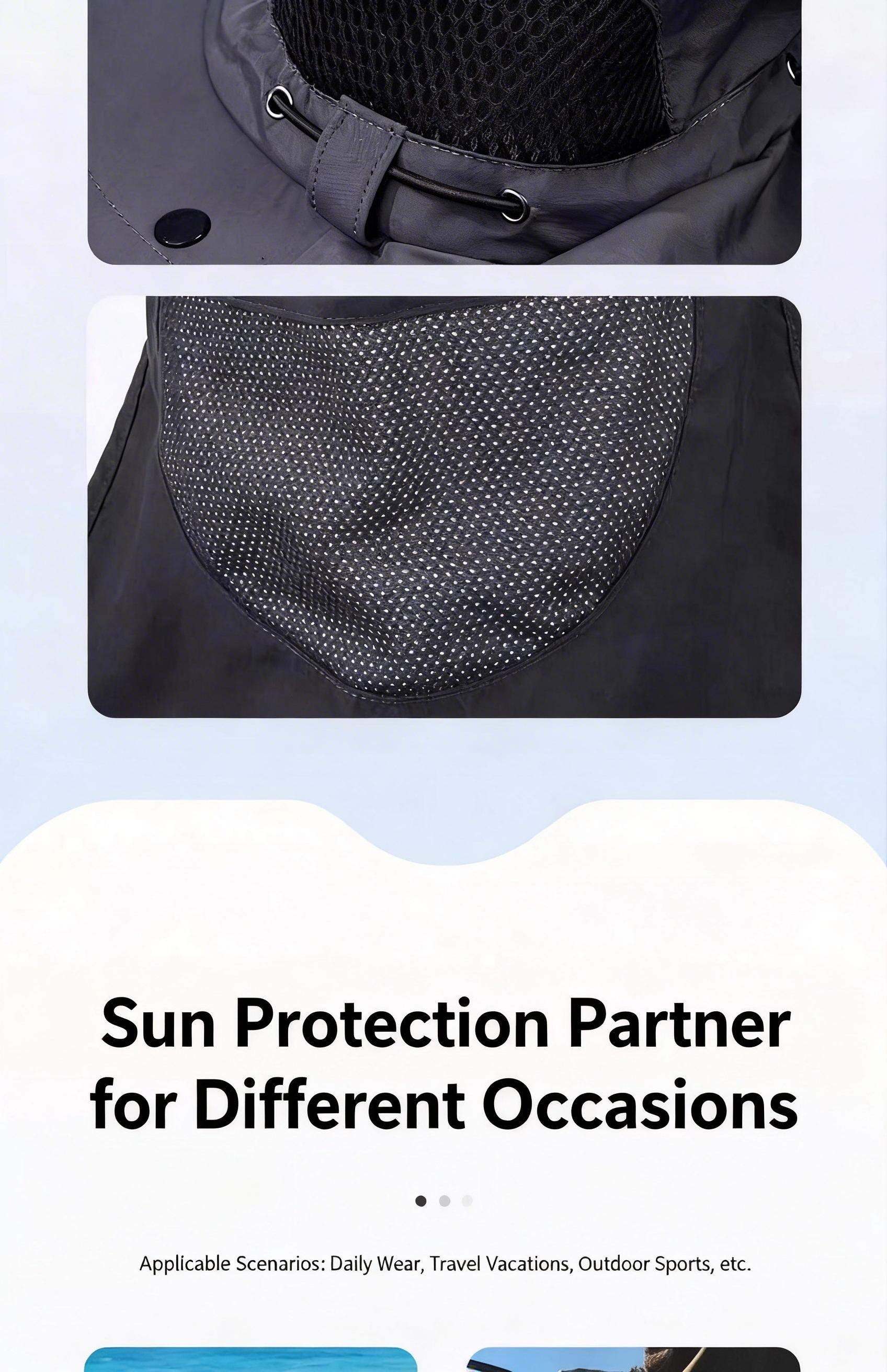 Quick-Dry Men’s Waterproof Fishing Hat – UV Protection Wide Brim Bucket Hat with Detachable Neck Protection and Face Cover for All Your Outdoor Activities this Summer