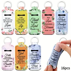 16pcs Lipstick Holder Key Chain |   Bulk Lip Balm Holder With Metal Ring, Zinc Alloy, Preppy Style, Linno Brand, Bible Inspiration Gift For Women, Men, Church Pastor