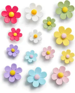 Fridge Magnets Cute Refrigerator Magnets Colorful Decorative Magnets Funny 3D Flower Magnets for Office Kitchen Locker 14PCS (7 Small+7 Large) Pack