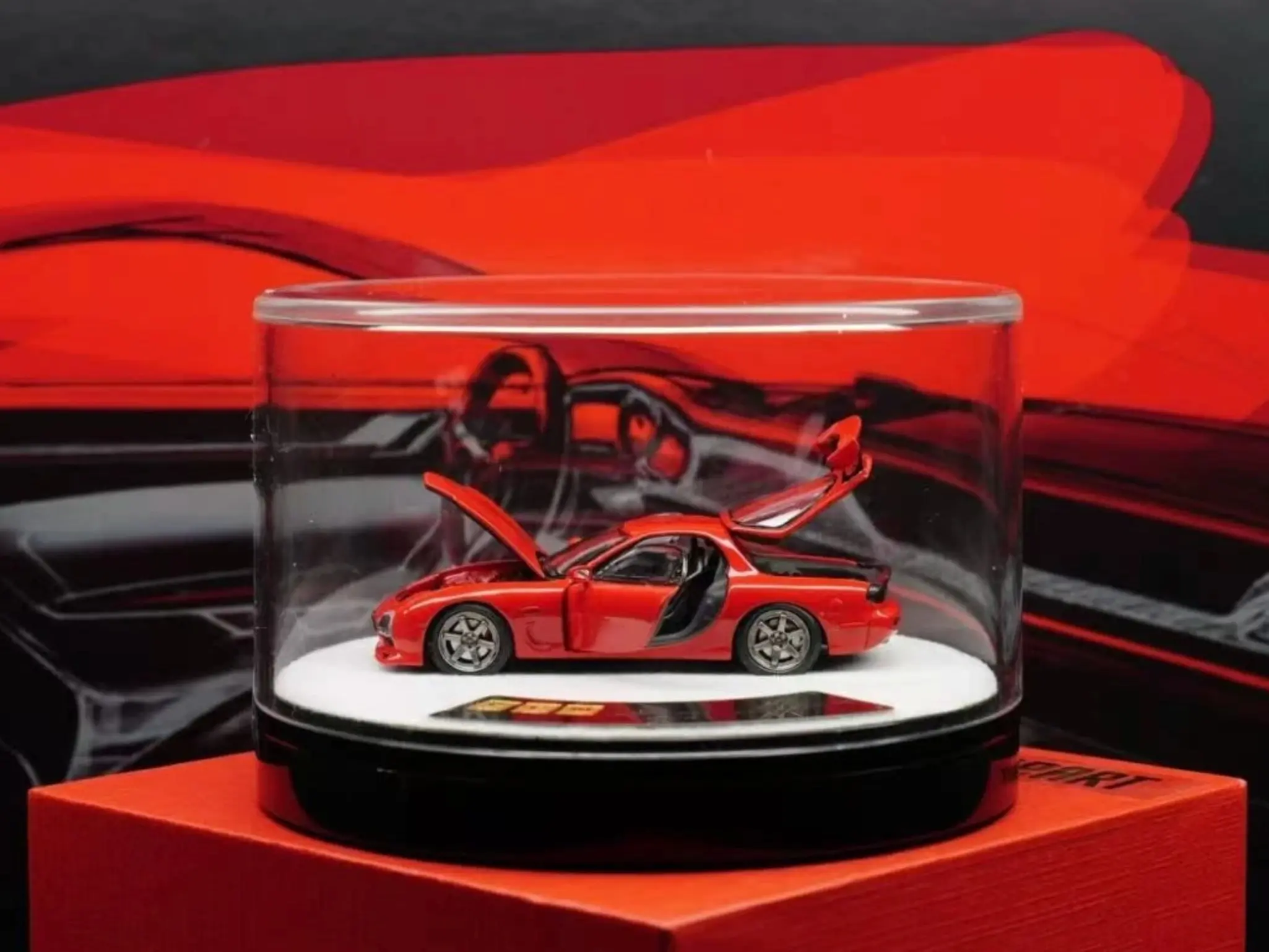 PGM 1:64 Mazda RX-7 FD3S Red Mazdaspeed A-Spec TE37 with Display Case JDM