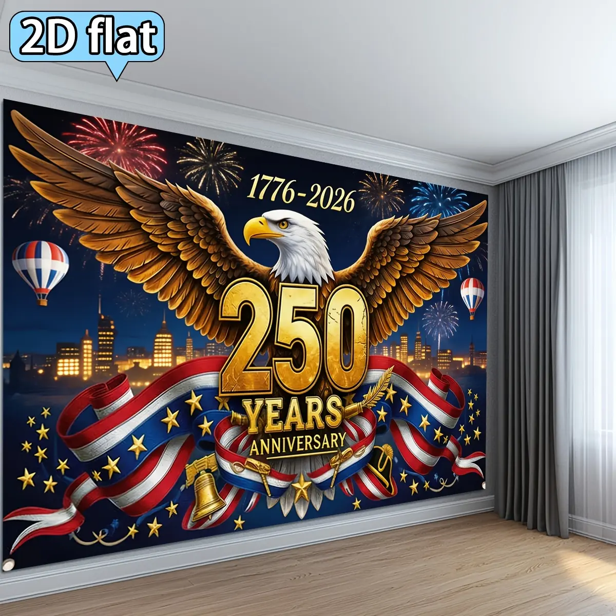 American Flag 250th Anniversary Polyester Tapestry - Foldable, Breathable, Vibrant Print, Smooth Fabric Wall Decoration, Lightweight Home Decor for July 4th Cold-Wash Gift (USA Style, Hippie, Galaxy, Space, Western, Gallop, Bohemian)
