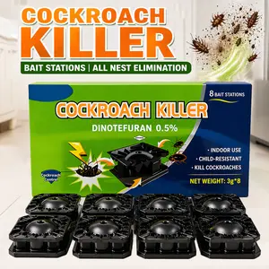 Cockroach Killer Bait Stations 8 Pack – Indoor Roach Killer & Bait Trap, Odorless, No Residue, Pet Safe, Fast Killing Formula Eliminates Entire Nest