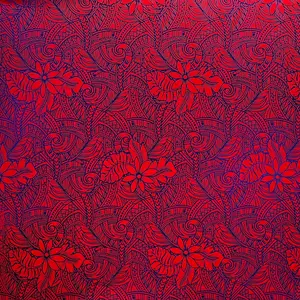 Traditional Polynesia Tattoo Gardenia Taitensis & Tropical Leaves Foil Fabric | Islands Fabric