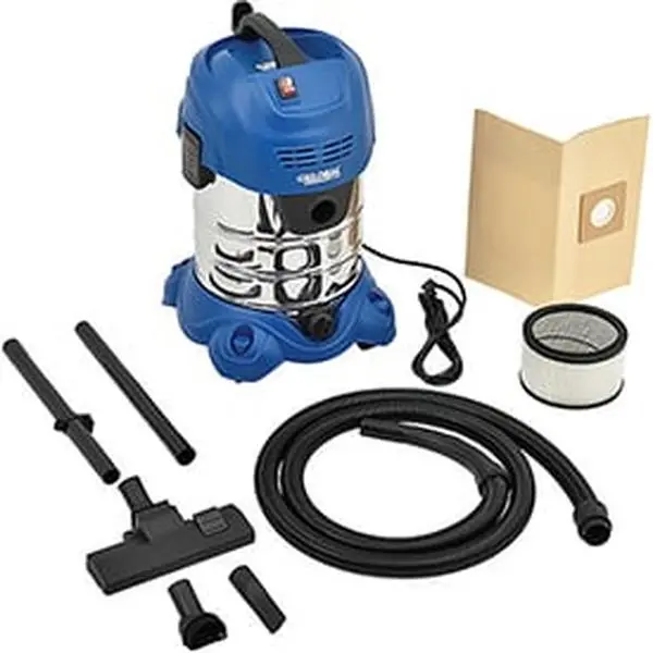 Global Industrial 6.6 Gal Stainless Steel Wet-Dry Vacuum - Heavy Duty Deep Cleaning, High Power, Portable, Corded Design Model with Filter Bag, 19 lbs, ETL & cETL Certified, Black & Green, 1-Year Limited Warranty, Stainless Steel Tank, Heavy Duty Deep Cle