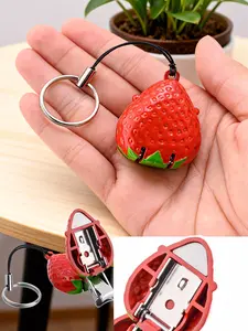Realistic Strawberry Keychain Clipper Mini Folding Nail Clippers with Keychain, Sharp Straight Blade, Portable Manicure Pedicure Tool, Realistic Appearance