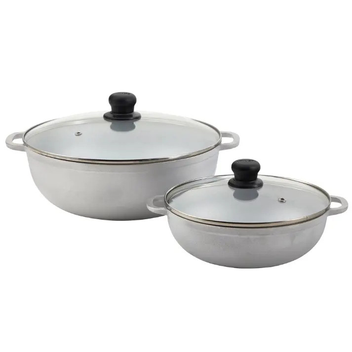 IMUSA 2.5/7.0qt Cast Aluminum Caldero 2pc Set with Glass lid - 22/30cm