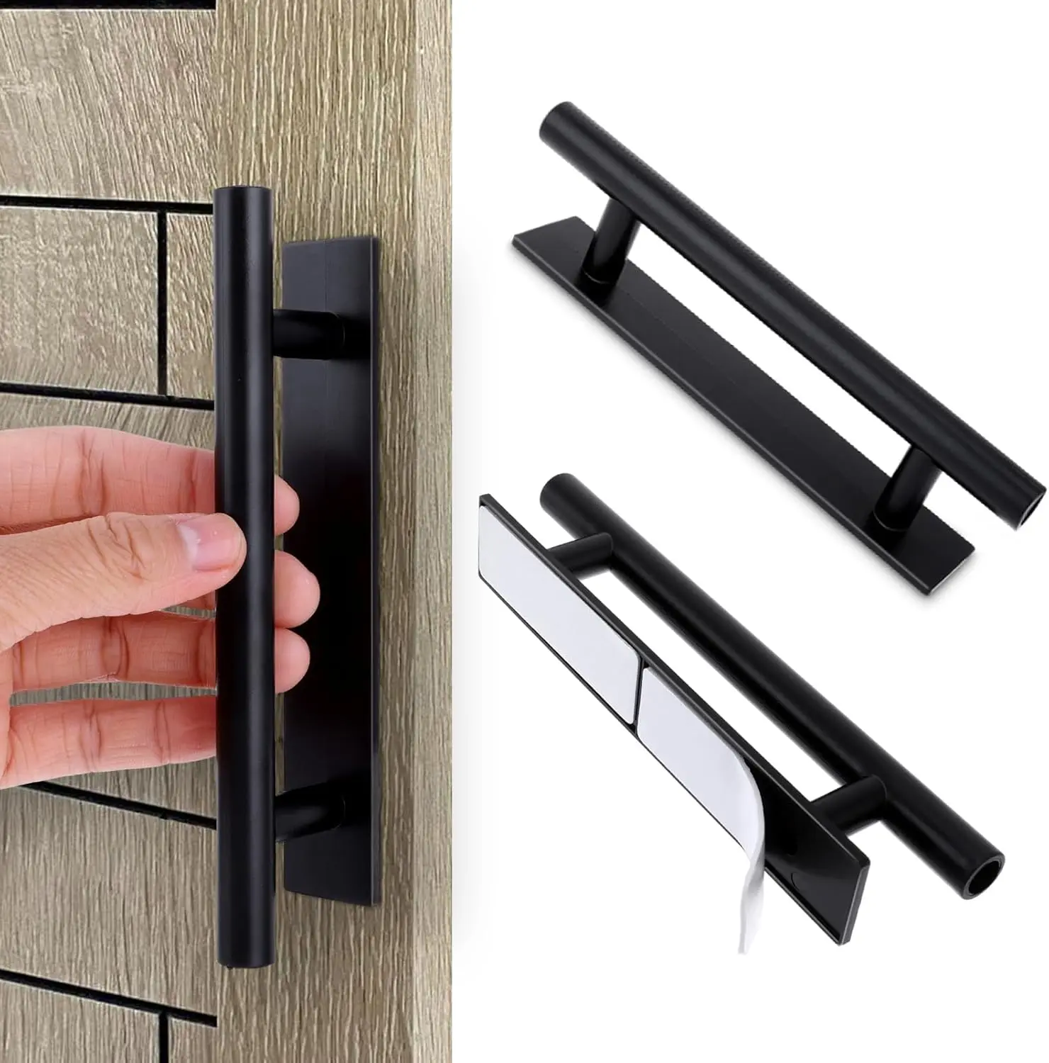 2 Pack Adhesive Cabinet Handles, 5.5" Self Stick Drawer Pulls Stick, No Drilling for Kitchen Cabinet Window Sliding Closet Door Handle