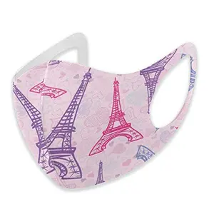 USED-Mouth Masks for Dust Protection Anti Face Mask Washable Earloop Mask Pink Paris Tower