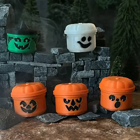 3D Printed Nostalgic Halloween Decoration Buckets, Collectible Nostalgic Halloween Buckets Spooky Ornaments Ornaments