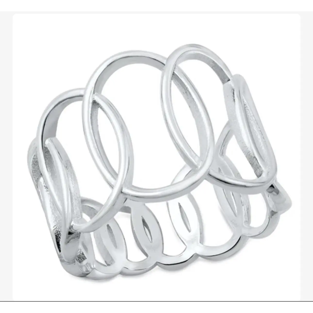 925 Sterling Silver Interlocking Oval Band Ring