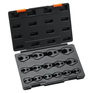 【Summervibes】VEVOR Crowfoot Wrench Set, 1/2" and 3/8" Drive 15-Piece Crows Foot Wrench Set with PP Storage Case,  Metric 8-24 mm, CRMO Steel and  Manganese Phosphate Finish, for Mechanical Maintenance and Repairs