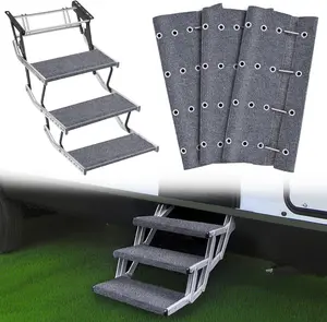 Nilight RV Step Covers 3 Pack 23 inch, Fits 8-11" Deep Camper Steps Adjustable Wrap Around RV Step Rug with Spring Works on Electrical & Manual RV Stairs Carpet for Camper Trailers Steps Outside, Gray